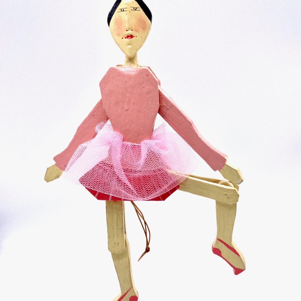 Monkey Business Hand Carved and Painted Ballerina PullToy